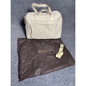 Bella Russo Large Weekender Duffle Bag Quilted Cream 17.7” X 13”
